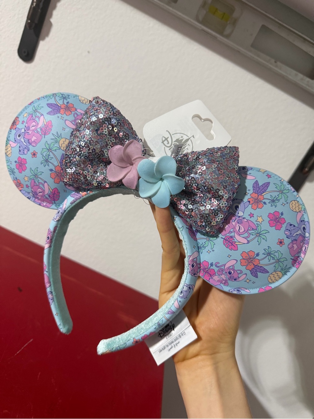 Disney Pastel Blue Lilo & Stitch Floral Sequin Minnie Ears